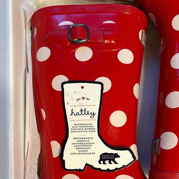 Hatley Red and White Polka Dot Classic Rain Boots Size 2 - Picture 7 of 9
